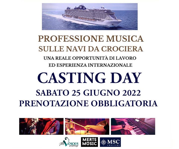 Casting MSC Cruise – cantanti e musicisti – 25 giugno 2022